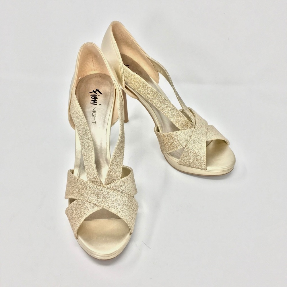 Fioni Pumps Size 10 Gold with Glitter Straps